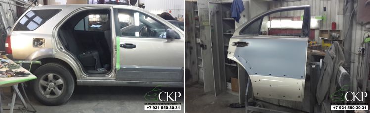 Кузовной ремонт двери Киа Сорренто