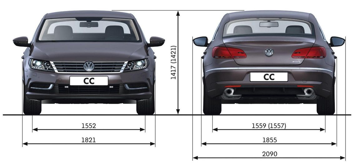 Габаритные размеры Фольксваген Пассат СС (Volkswagen Passat CC)